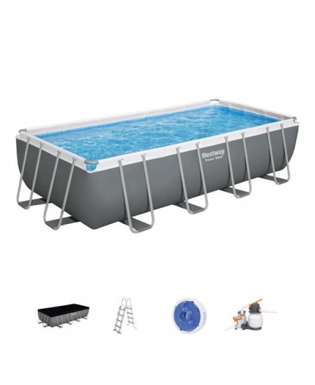 Piscine tubulaire Power Steel rectangulaire 5,49 x 2,74 x 1,22 m - Bestway 5,49m x 2,74m x 1,22m Gris