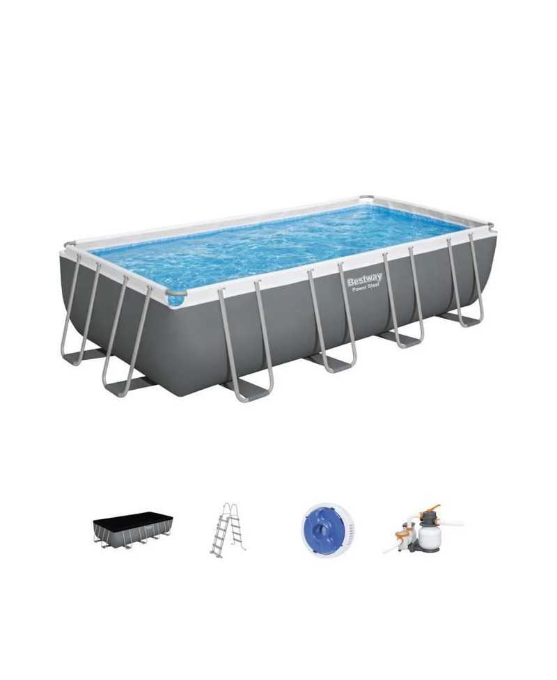 Piscine tubulaire Power Steel rectangulaire 5,49 x 2,74 x 1,22 m - Bestway 5,49m x 2,74m x 1,22m Gris