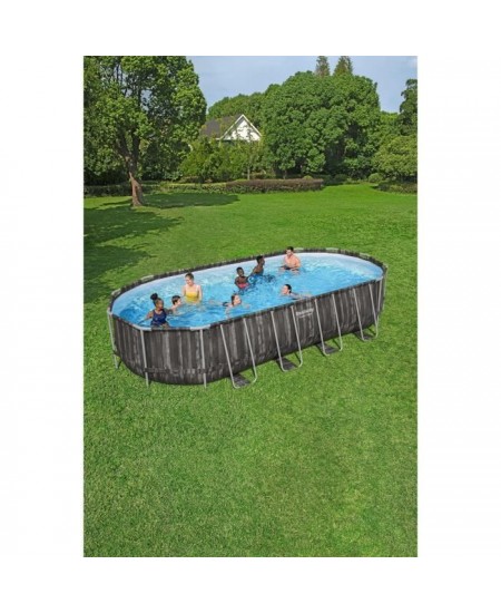 Kit Piscine hors sol tubulaire BESTWAY - Power Steel™ - 732 x 366 x 132 cm - Ovale (Inclus épurateur a Cartouche + échelle +