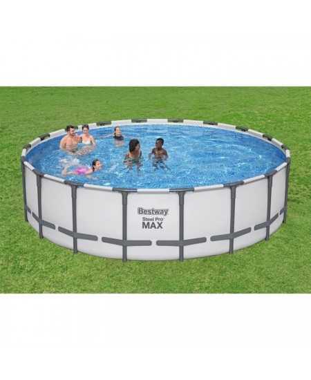 Kit Piscine hors sol tubulaire BESTWAY - Steel Pro Max - 549 x 132 cm - Rectangulaire (Inclus filtre a cartouche + échelle + b