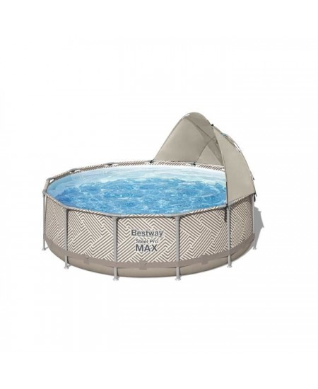 Kit Piscine hors sol tubulaire BESTWAY Steel Pro Max™ 396 x 107 cm - Ronde (Avec filtre a cartouche, auvent, bâche, échelle)