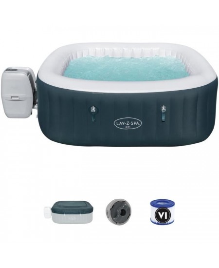 Spa gonflable BESTWAY - Lay-Z-Spa Ibiza Airjet - 180 x 180 x 66 cm - 4/6 places - Carré (+ couverture, cartouche, diffuseur)