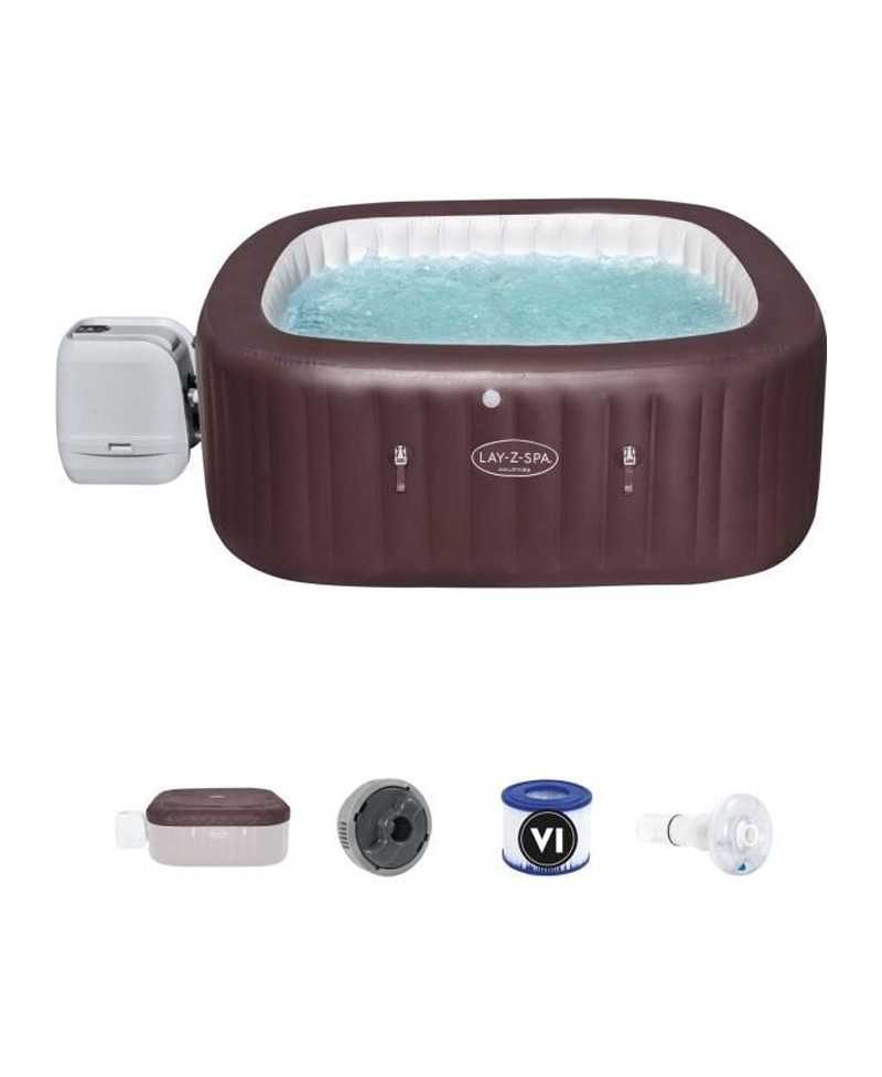 Spa gonflable BESTWAY - Lay-Z-Spa Maldives - 201 x 201 x 80 cm - 5 a 7 places - Carré (Couverture, pompe, cartouche, diffuseur,