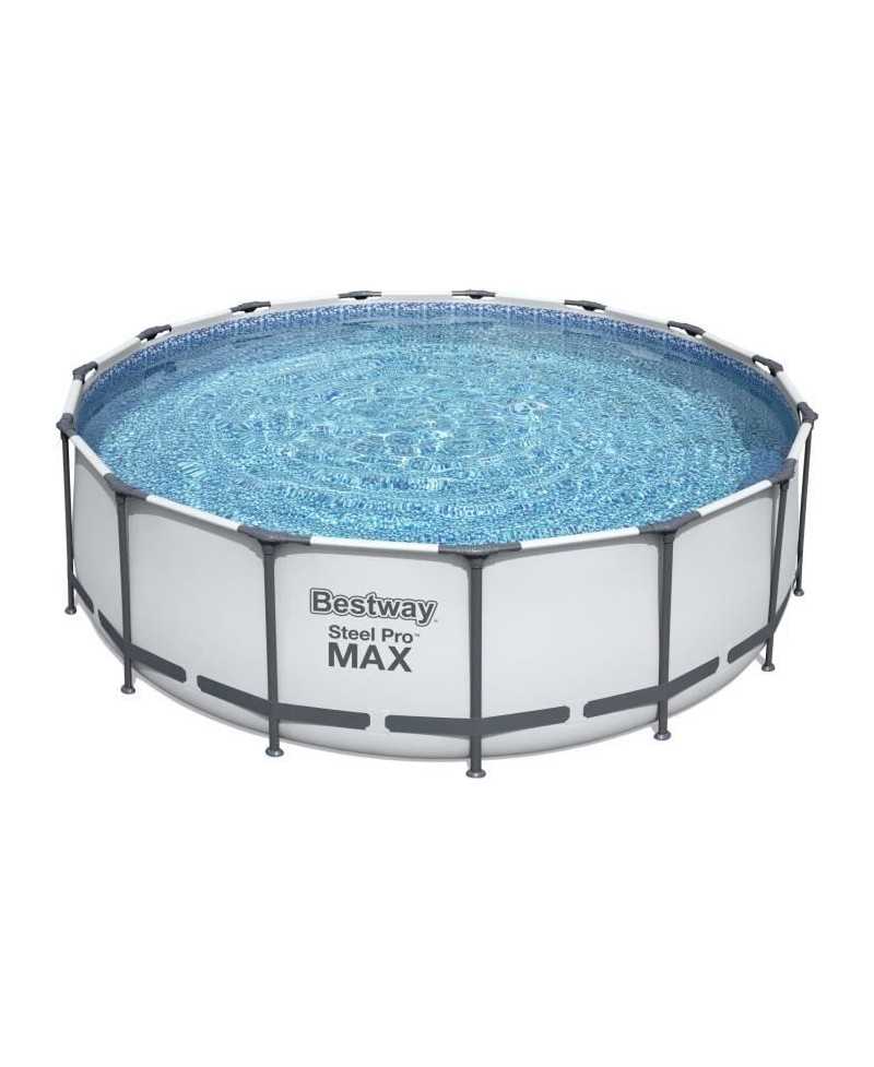 Kit Piscine hors sol tubulaire BESTWAY Steel Pro Max - 457 x 122 cm - Ronde (Livrée avec pompe de filtration, échelle, bâche)