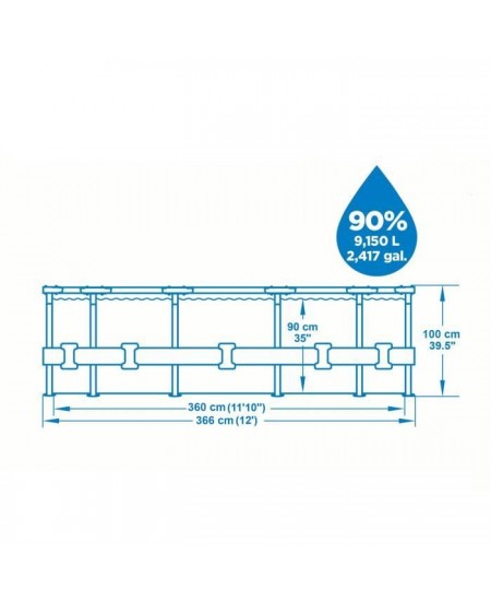 Kit Piscine hors sol tubulaire BESTWAY Steel Pro Max™ - 366 x 100 cm - Ronde (Livrée avec filtre a cartouche, échelle et dif