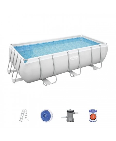 Kit Piscine hors sol tubulaire BESTWAY - Power Steel™ - 404 x 201 x 100 cm - Rectangulaire (Livrée avec échelle, pompe et