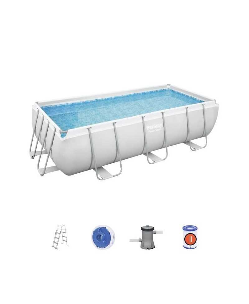 Kit Piscine hors sol tubulaire BESTWAY - Power Steel™ - 404 x 201 x 100 cm - Rectangulaire (Livrée avec échelle, pompe et