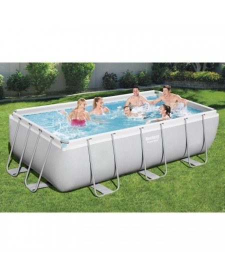 Kit Piscine hors sol tubulaire BESTWAY - Power Steel™ - 404 x 201 x 100 cm - Rectangulaire (Livrée avec échelle, pompe et