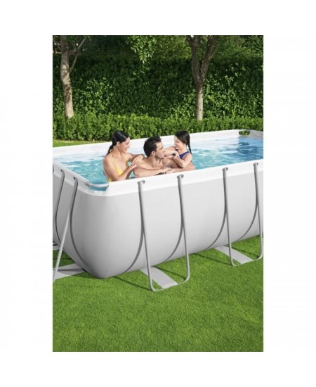 Kit Piscine hors sol tubulaire BESTWAY - Power Steel™ - 404 x 201 x 100 cm - Rectangulaire (Livrée avec échelle, pompe et