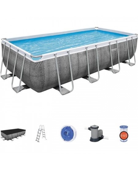 Kit Piscine hors sol tubulaire BESTWAY Power Steel™ - 549 x 274 x 122 cm - Rectangulaire (Avec pompe, échelle, bâche)