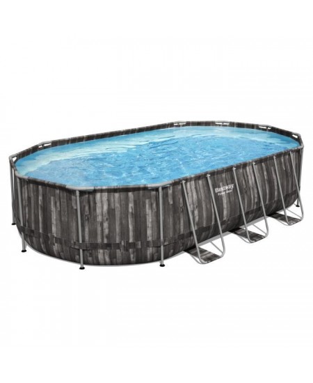 Kit Piscine hors sol tubulaire BESTWAY - Power Steel™ - 610 x 366 x 122 cm - Ovale (Avec épurateur, échelle, bâche)