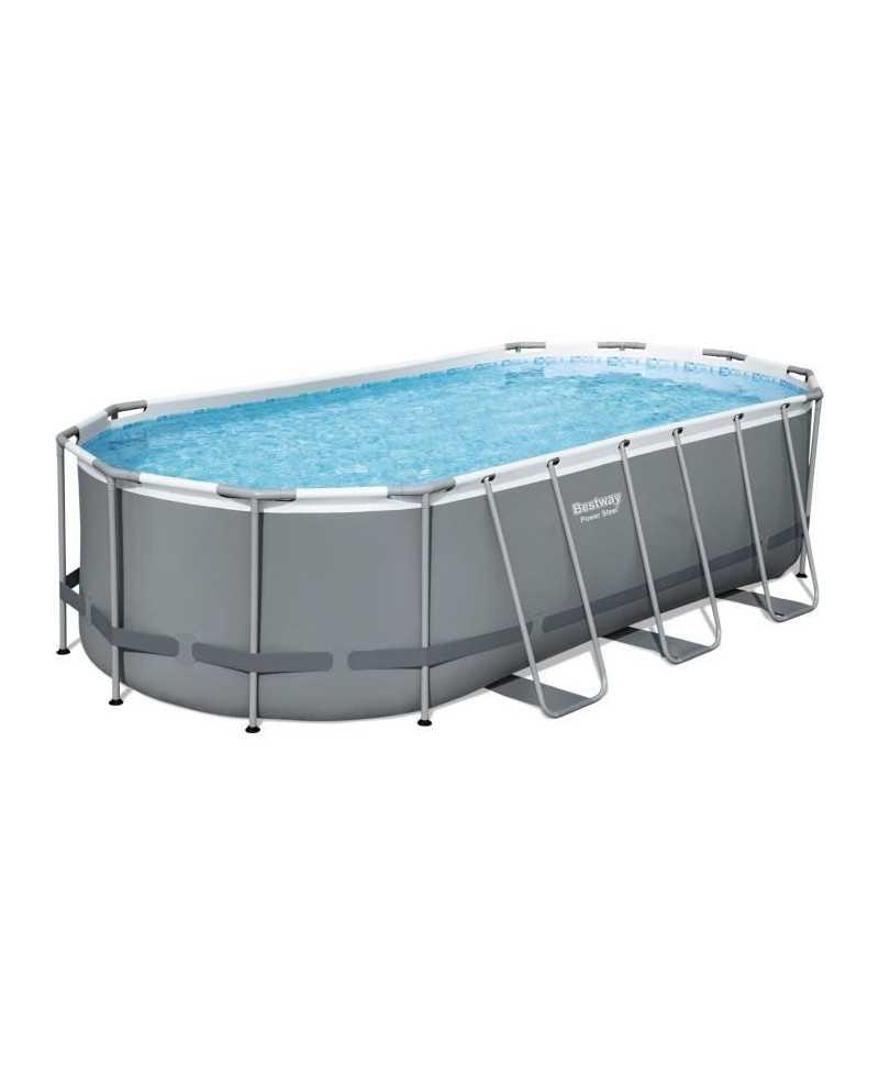 Kit Piscine hors sol tubulaire BESTWAY Power Steel™- 549 x 274 x 122 cm - Ovale (Avec filtre a cartouche, échelle, bâche,