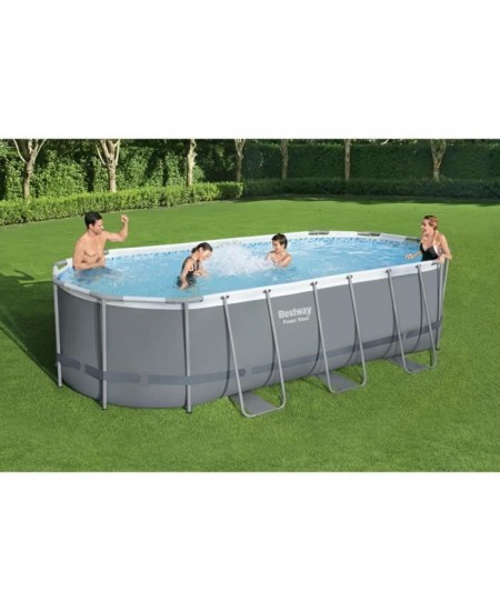 Kit Piscine hors sol tubulaire BESTWAY Power Steel™- 549 x 274 x 122 cm - Ovale (Avec filtre a cartouche, échelle, bâche,