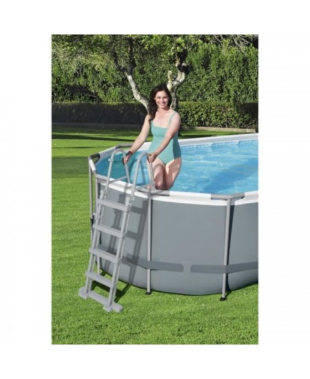 Kit Piscine hors sol tubulaire BESTWAY Power Steel™- 549 x 274 x 122 cm - Ovale (Avec filtre a cartouche, échelle, bâche,