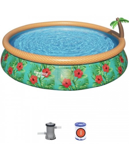 Kit Piscine hors sol autoportante BESTWAY - Fast Set - 457 x 84 cm - Ronde (Livrée avec une pompe de filtration)