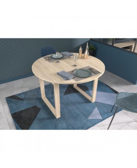 Table a manger extensible - BETTY - Ronde - Décor chene - 4 / 6 personnes - 120 / 155 x 120 x 75 cm - PARISOT