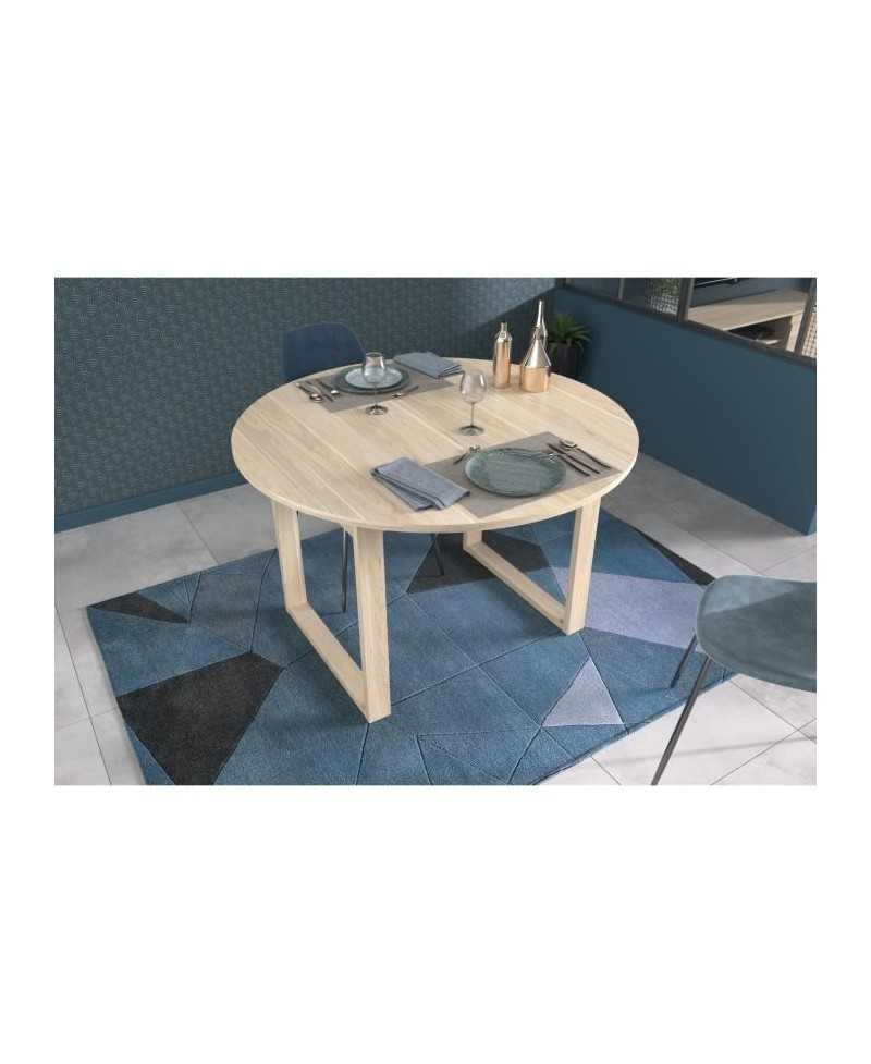 Table a manger extensible - BETTY - Ronde - Décor chene - 4 / 6 personnes - 120 / 155 x 120 x 75 cm - PARISOT