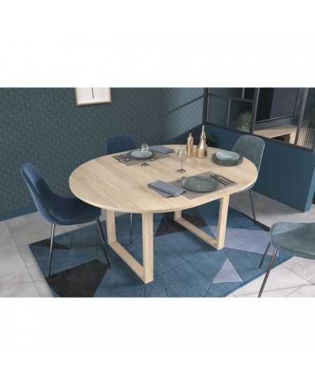 Table a manger extensible - BETTY - Ronde - Décor chene - 4 / 6 personnes - 120 / 155 x 120 x 75 cm - PARISOT