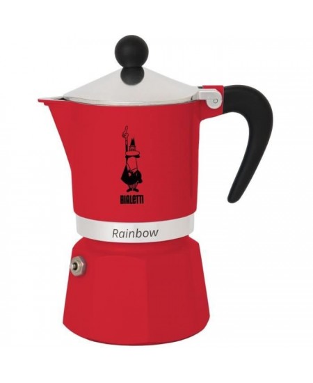 Cafetiere italienne - BIALETTI - RAINBOW - 6 tasses - 0,30 L - Rouge