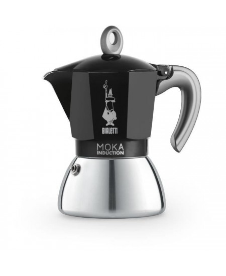 Cafetiere italienne - BIALETTI - NEW MOKA INDUCTION - 6 tasses - 0,28 L - Noir / Argent