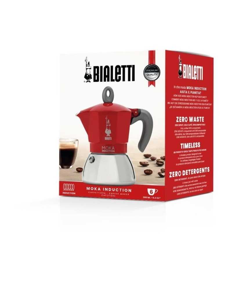 Cafetiere italienne - BIALETTI - NEW MOKA INDUCTION - 6 tasses - 0,28 L - Rouge