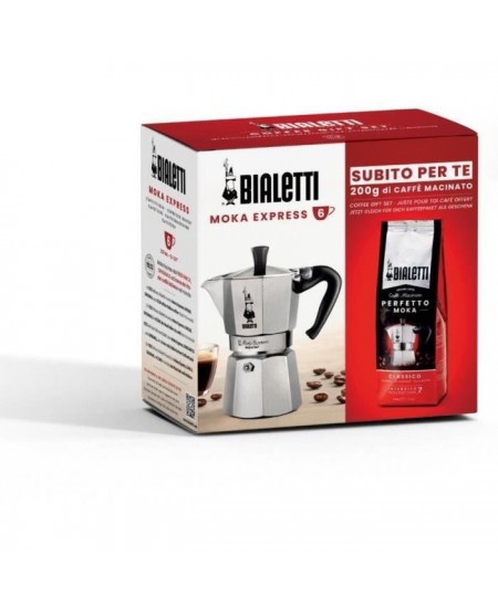 Cafetiere italienne + 1 Café Perfetto Moka Classico - BIALETTI - MOKA - 3 tasses - 0,30 L - Paquet de 250 g - Argent