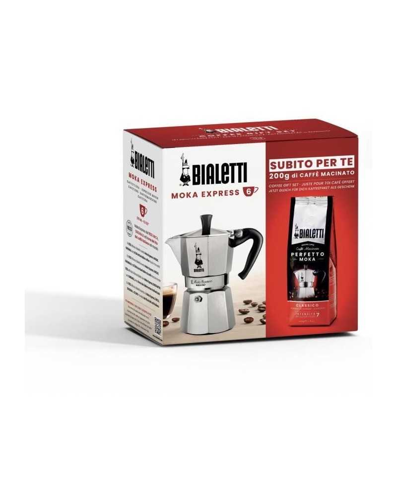 Cafetiere italienne + 1 Café Perfetto Moka Classico - BIALETTI - MOKA - 6 tasses - 0,30 L - Paquet de 250 g - Argent