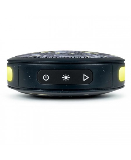 BIGBEN Party - Enceinte Bluetooth ronde avec dragonne et effets lumineux - 15W - Noir et jaune camouflage