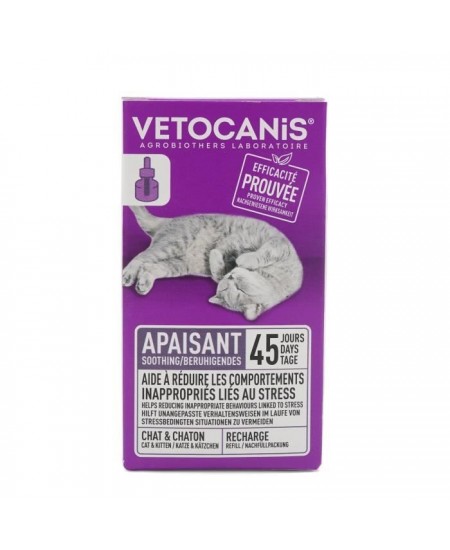 VETOCANIS Recharge pour diffuseur anti-stress pour chat - Efficace 45 jours