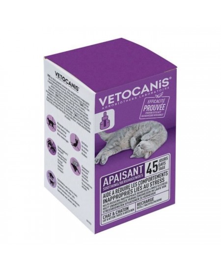 VETOCANIS Recharge pour diffuseur anti-stress pour chat - Efficace 45 jours