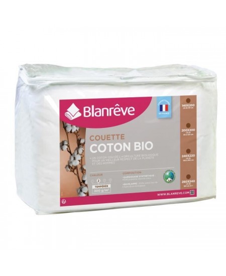 BLANREVE Couette tempérée Coton BIO - 300g/m² - 140x200cm