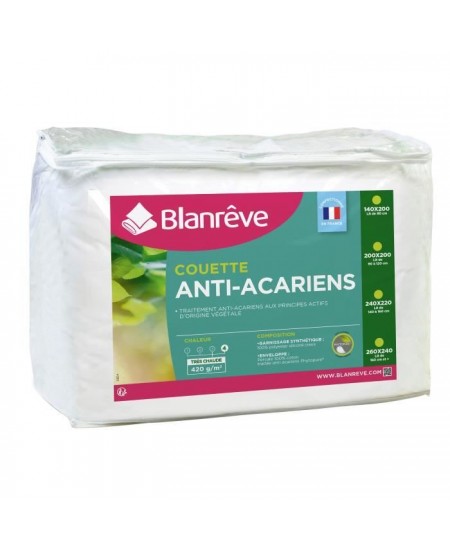 BLANREVE Couette tres chaude Percale - Anti-acariens - 420g/m² - 220x240cm