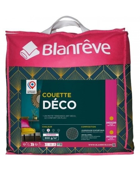 BLANREVE Couette tempérée 300gr/m² - 220x240 cm - 100% Polyester - 2 Personnes - Microfibre Imprimé métallique