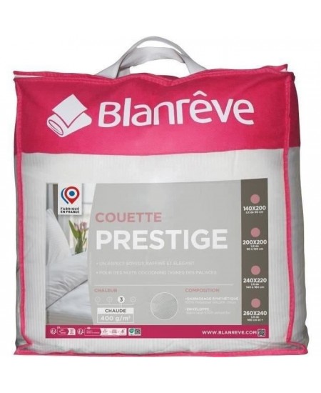 Couette 200x200 cm BLANREVE PRESTIGE - Chaude - 100% Polyester - 2 Personnes - Satin rayé