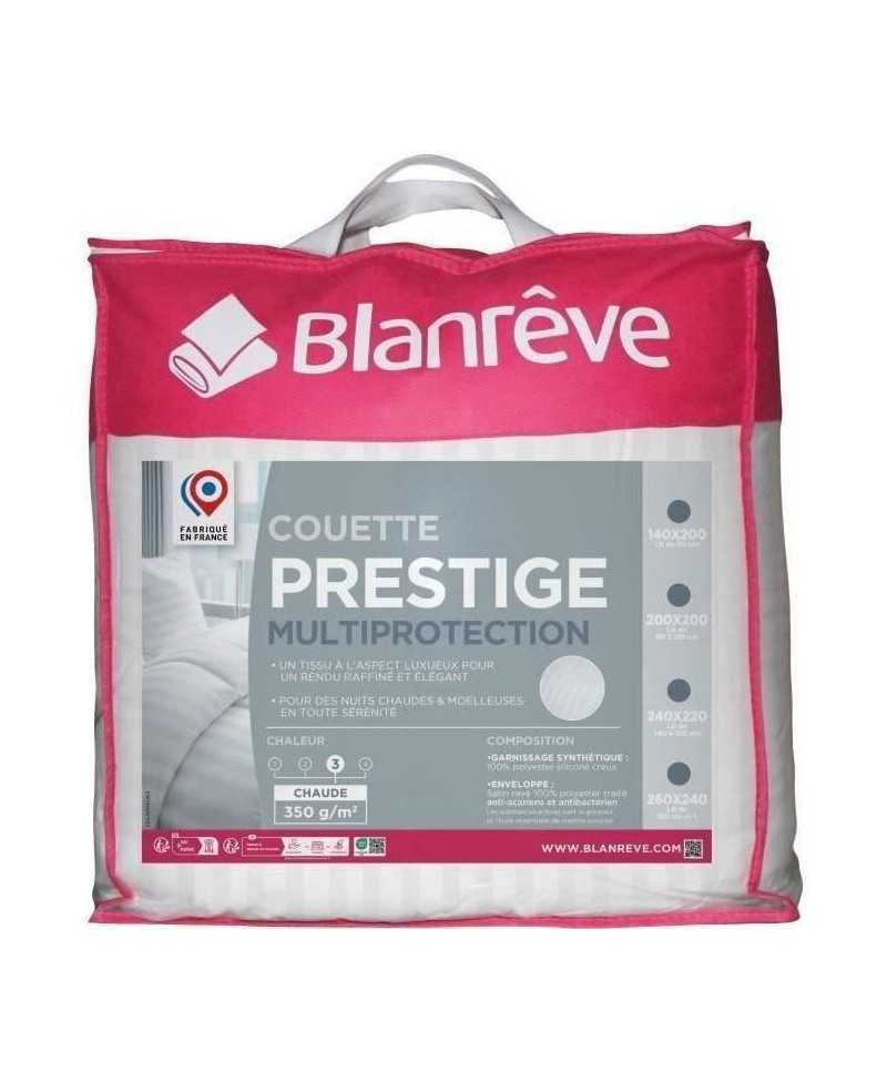 Couette chaude 200x200 cm BLANREVE PRESTIGE Multiprotection - 100% Polyester - 2 Personnes - Satin rayé