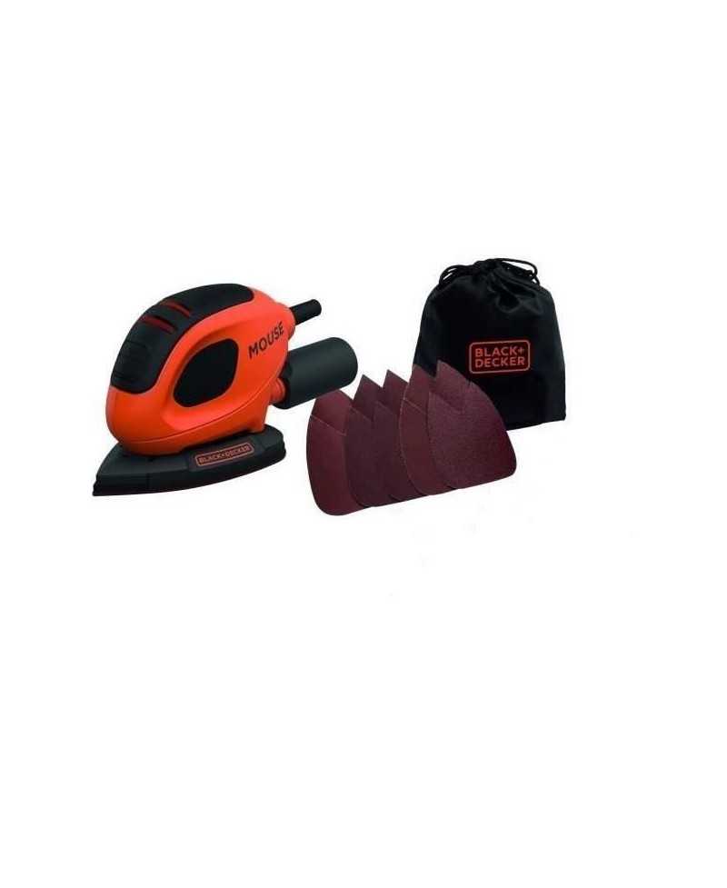 Ponceuse Delta BLACK+DECKER Mouse filaire 55W - 1.5mm d'orbite - Livrée avec 6 abrasifs