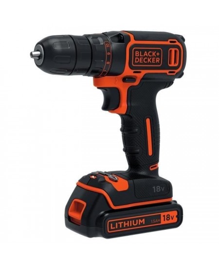 BLACK+DECKER Perceuse Visseuse Sans Fil 18 V Li-Ion avec Chargeur BDCDC18BAST-QW avec 160 Accessoires, 2 Batteries 1,5 Ah, 1