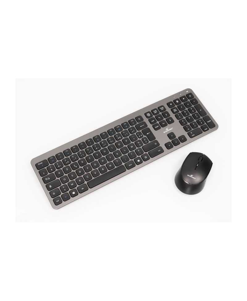 Pack Clavier Souris - BLUESTORK - PACK EASY SLIM - Sans Fil - Gris Métal