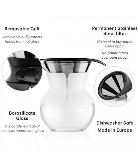 POUR OVER - Cafetiere BODUM , filtre permanent maille inox, 0.5 l, 4 tasses