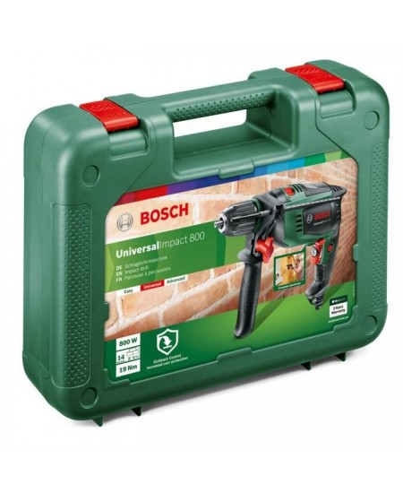 Perceuse a percussion filaire Bosch - UniversalImpact 800 (800W, béton 14mm, bois 30mm, livré avec accessoires)