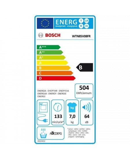 Seche-linge a condensation BOSCH WTN85V08FR SER4 - 7 kg - Induction - L60cm - Classe B - Blanc