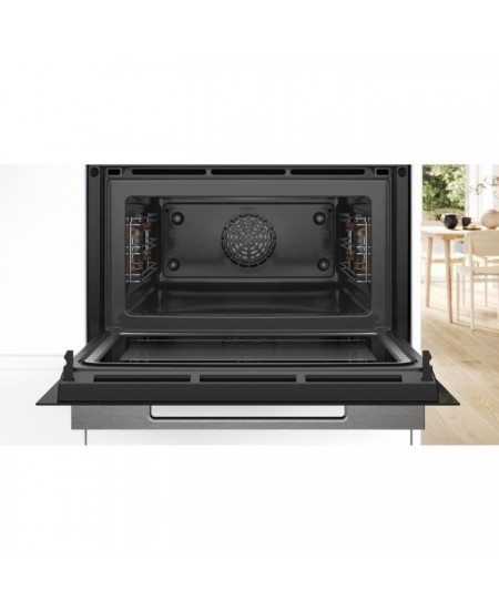 Four combiné micro-ondes Encastrable Softclose - BOSCH SER8 CMG7241B1 Noir - Vol four 45l - 16 modes cuissons - 455 x 594 x 548