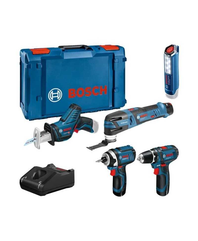 KIT 5 OUTILS Bosch Professional : GSR 12V15 + GOP 12V28 + GDR 12V105 + GSA 12V14 + GLI 12V300 + 3x2,0Ah + Chargeur,XLBoxx-061599