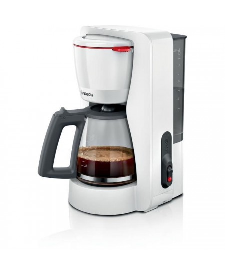 Cafetiere Filtre - BOSCH - TKA2M111 MyMoment - Blanche - Capacité 1,25L - verseuse verre - systeme anti-gouttes