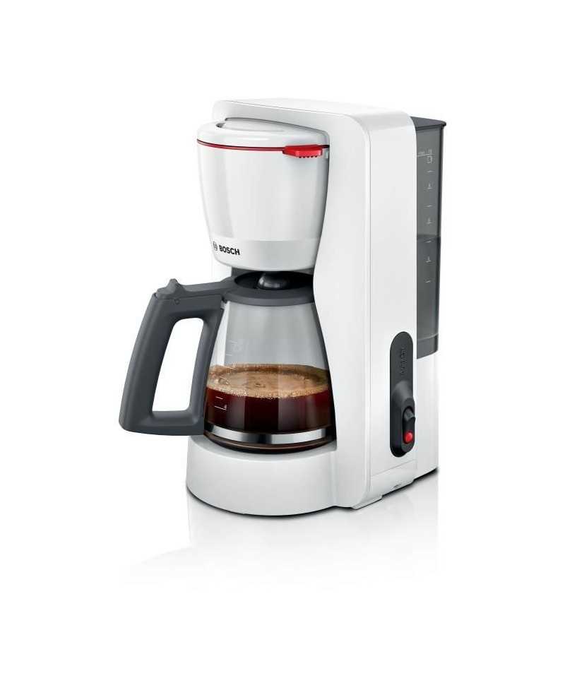 Cafetiere Filtre - BOSCH - TKA2M111 MyMoment - Blanche - Capacité 1,25L - verseuse verre - systeme anti-gouttes