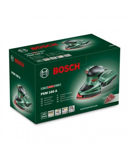 Ponceuse multi BOSCH PSM 160 A - Puissante et polyvalente - Ponçage et polissage - Systeme micro-filtre Bosch