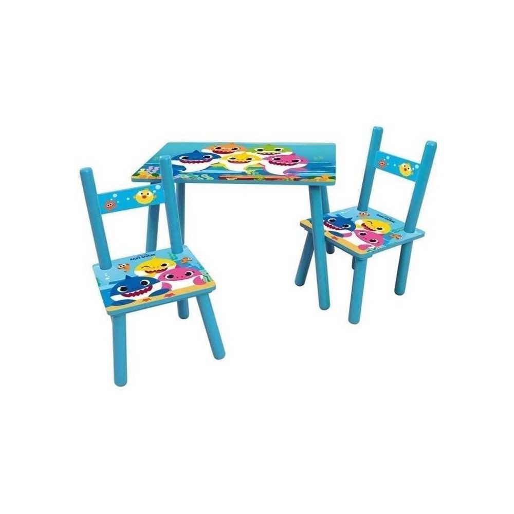 BABY SHARK table rectangulaire 41,5x61x42 cm + 2 chaises 49,5x31x31,5c