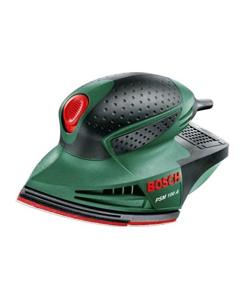 Ponceuse Multi Bosch - PSM 100 A (livrée dans un coffret en plastique avec 3 feuilles abrasives G80, G120 et G160)