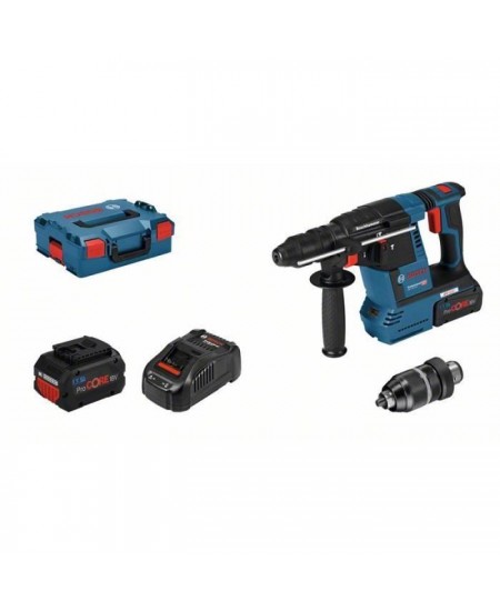 Perforateur SDS Plus Bosch Professional GBH 18V-26F, avec 2 batteries ProCore 5,5Ah, Chargeur, en L-Boxx - 061191000F