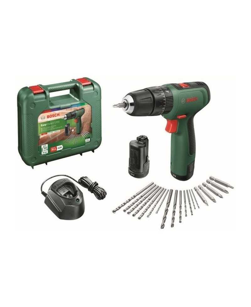 Perceuse a percussion Bosch - EasyImpact 1200 (2 batteries 12V, 1 chargeur, 1 embout de vissage double) - PowerForAll